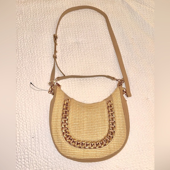 NWOT I.N.C. Kolleene Chain Small Straw Crossbody Hobo Bag - Picture 3 of 8
